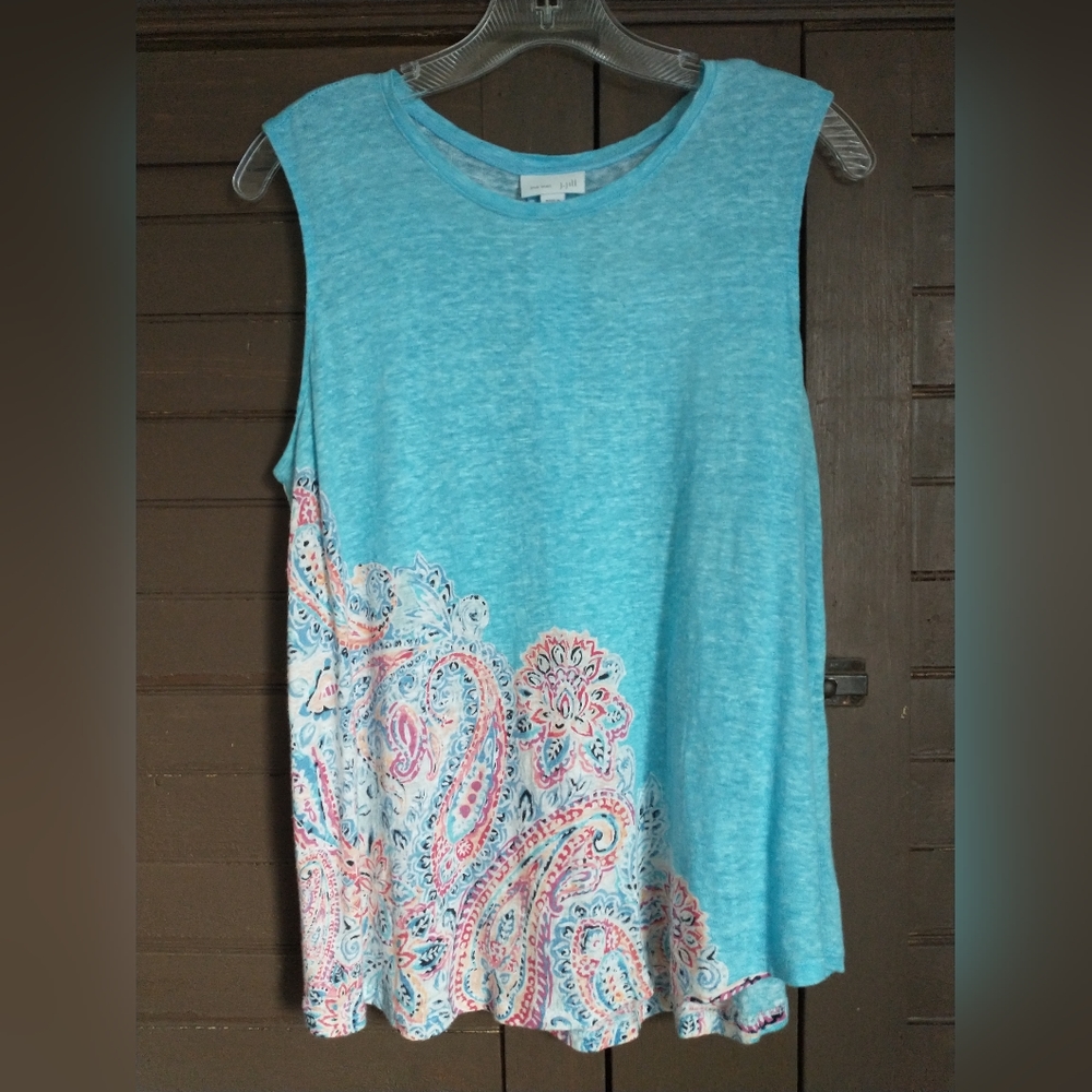 J Jill Love Linen Sleeveless Paisley Top Women's Size Small